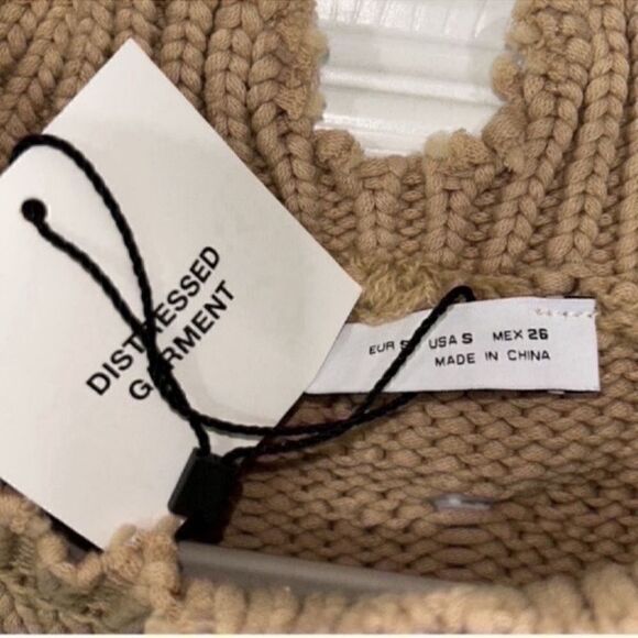 Zara Distressed Crew Neck Tan
Sweater (Size Small) - Picture 7 of 7